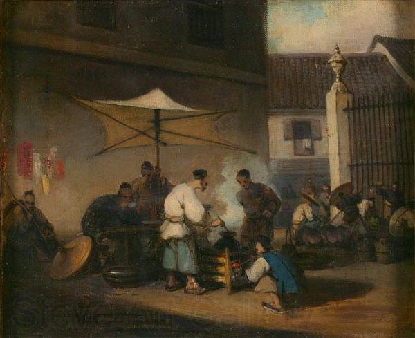 George Chinnery Chinese Street Scene at Macao Norge oil painting art